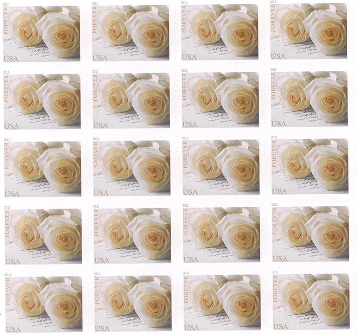 Wedding Roses Forever Label Sheet – Elegant Floral Design for Invitations, Anniversaries, Celebrations 100pcs/Pack (20pcs/Booklet)