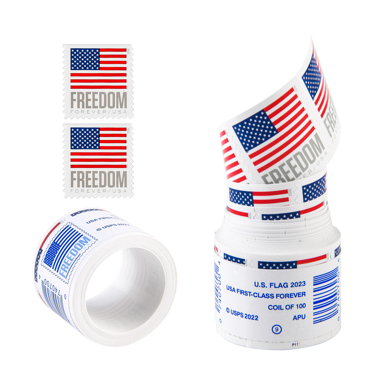 Patriotic Flag 2023 – Roll of 100 Self-Adhesive Labels for Mailing