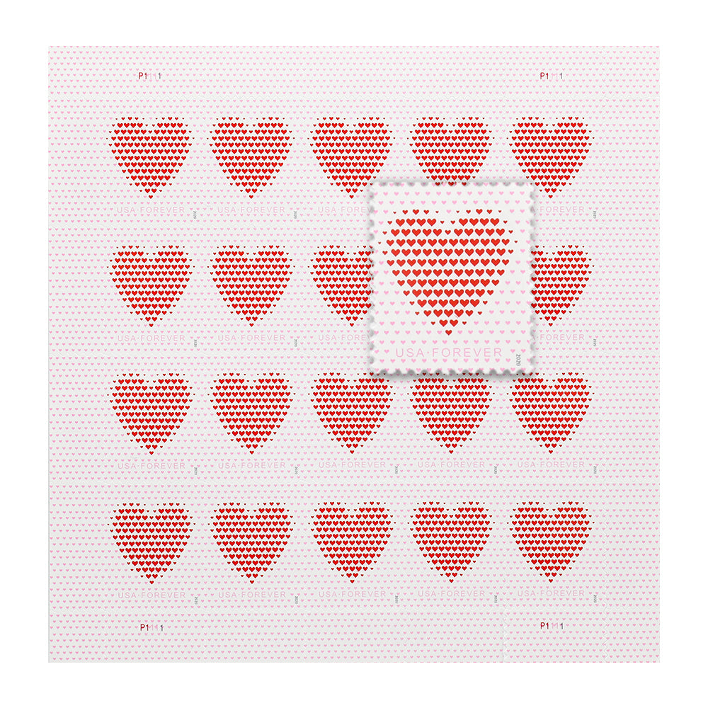 Made of Hearts Design 2022 Self-Adhesive Love-Themed Labels for Weddings, Cards, and Gifts 100pcs/Pack