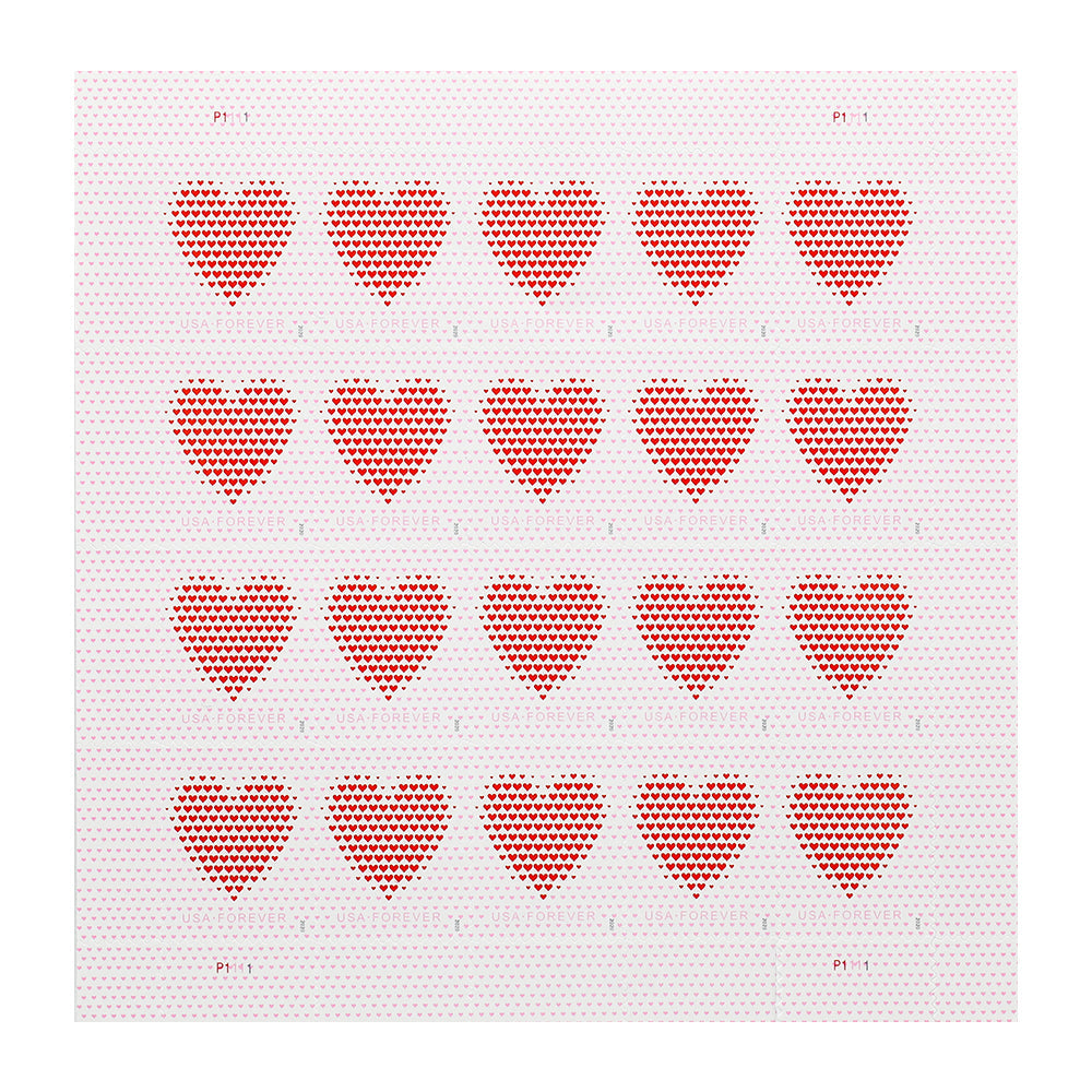 Made of Hearts Design 2022 Self-Adhesive Love-Themed Labels for Weddings, Cards, and Gifts 100pcs/Pack