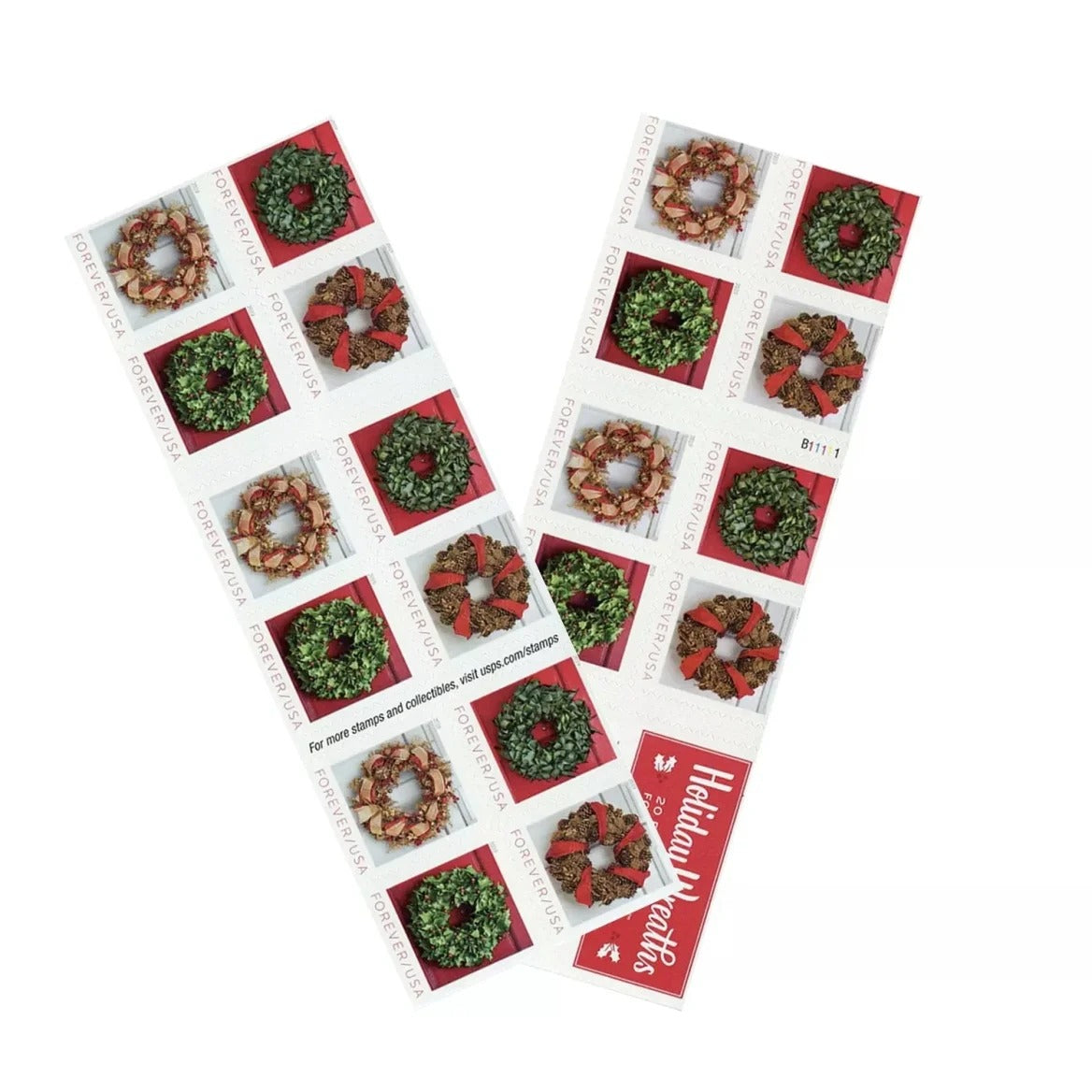 Holiday Wreaths Decorative Self-Adhesive Label Set for Christmas and Winter Greetings 100pcs/Pack (20pcs/Booklet)
