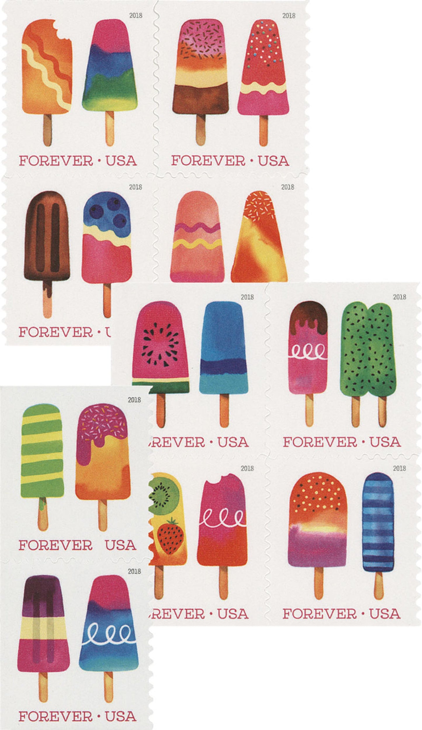 Frozen Treats Summer-Themed Self-Adhesive Label Set Featuring Colorful Ice Pops and Snacks 100pcs/Pack (20pcs/Booklet)
