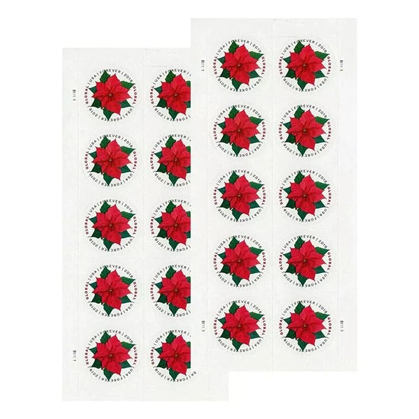 Global Poinsettia Forever Design – Festive Floral Art for Holiday & International Greetings 100pcs/Pack (20pcs/Booklet)