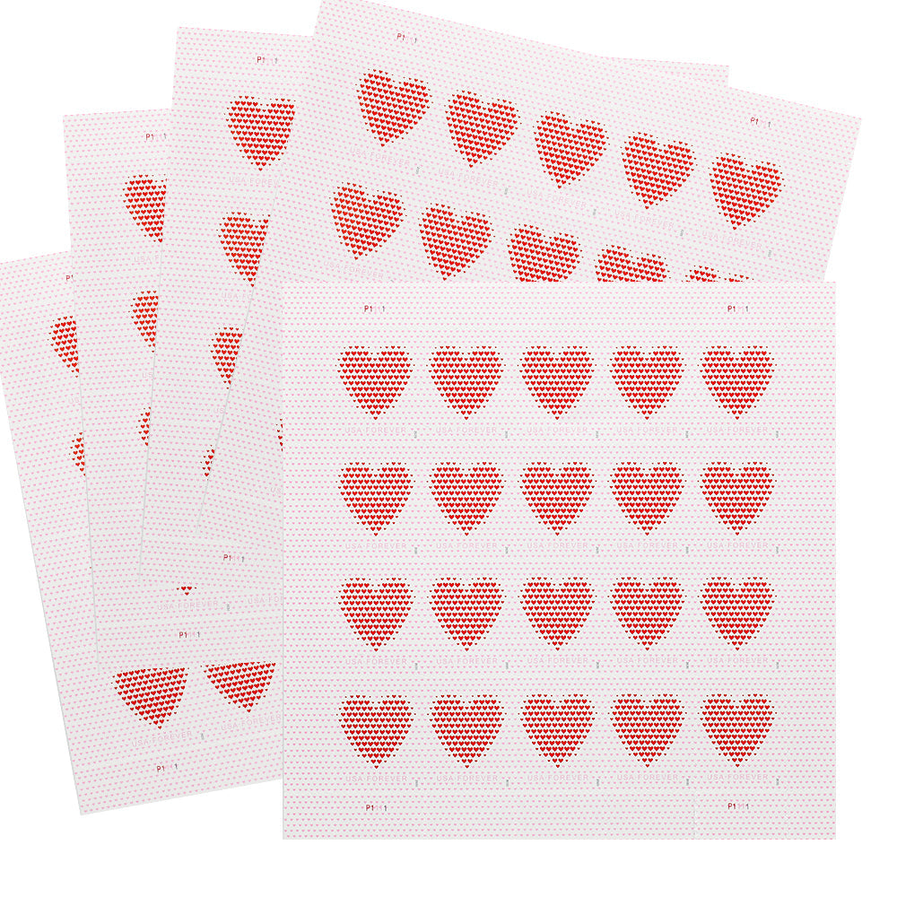 Made of Hearts Design 2022 Self-Adhesive Love-Themed Labels for Weddings, Cards, and Gifts 100pcs/Pack