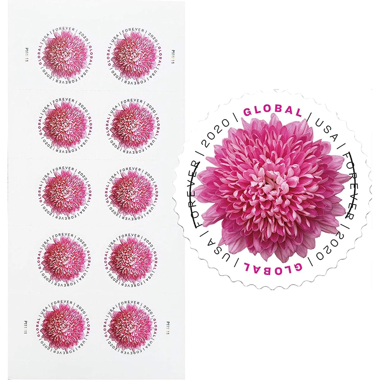 Chrysanthemum Bloom Series Decorative Floral-Themed Self-Adhesive Labels 100pcs/Pack (10pcs/Booklet)