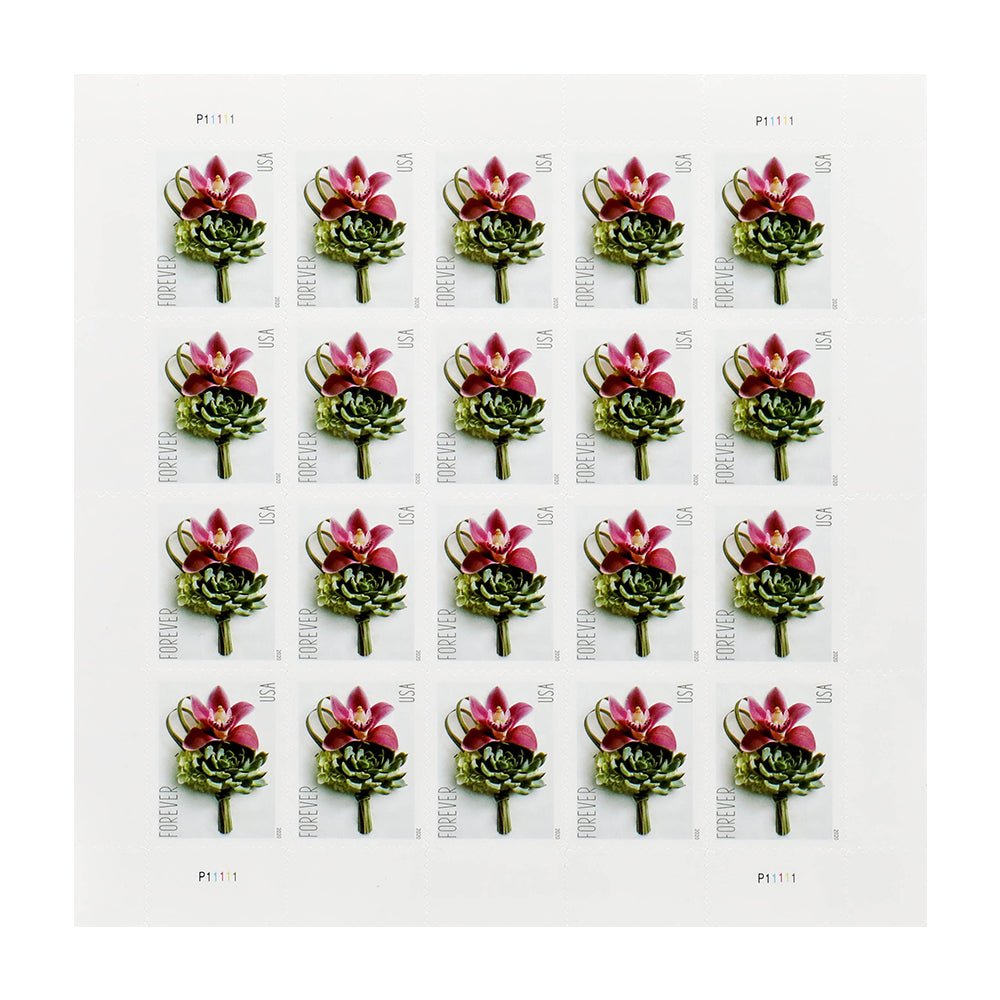 Celebration Boutonniere Floral Design Self-Adhesive Label Collection for Wedding Notes and Gift Use 100pcs/Pack