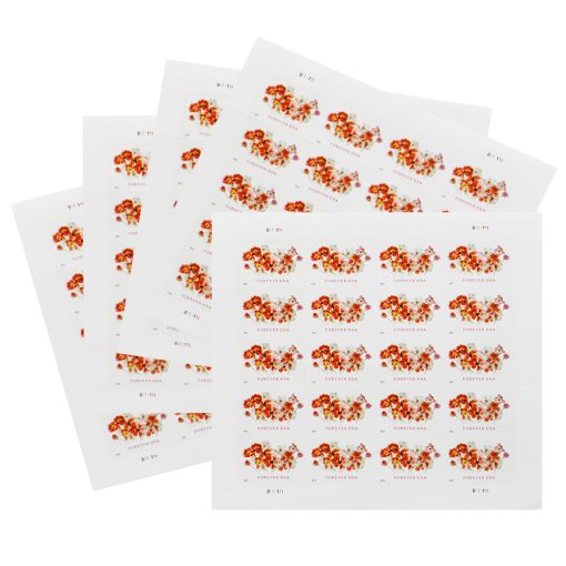 2022 Tulip Forever Mail Labels – 100 Self-Adhesive Pieces (20 per Booklet), Colorful Floral Design