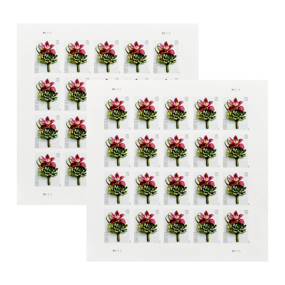 Celebration Boutonniere Floral Design Self-Adhesive Label Collection for Wedding Notes and Gift Use 100pcs/Pack