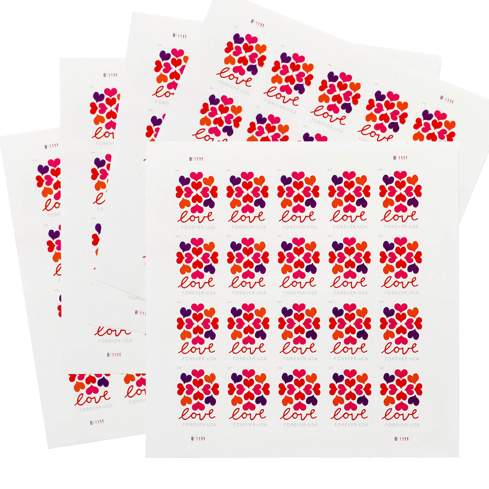 Heart Blossom Floral-Themed Decorative Self-Adhesive Label Set for Wedding and Celebration Use 100pcs/Pack (20pcs/Booklet)