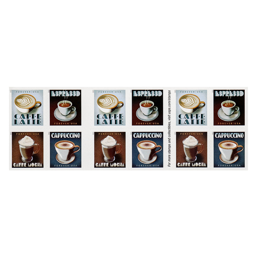 Espresso Drink Series Decorative Self-Adhesive Coffee-Themed Labels for Gifting and Mail 100pcs/Pack (20pcs/Booklet)