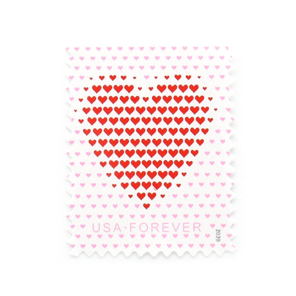 Made of Hearts Design 2022 Self-Adhesive Love-Themed Labels for Weddings, Cards, and Gifts 100pcs/Pack