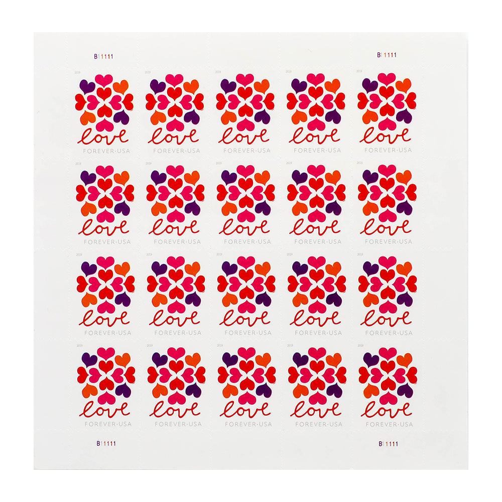 Heart Blossom Floral-Themed Decorative Self-Adhesive Label Set for Wedding and Celebration Use 100pcs/Pack (20pcs/Booklet)