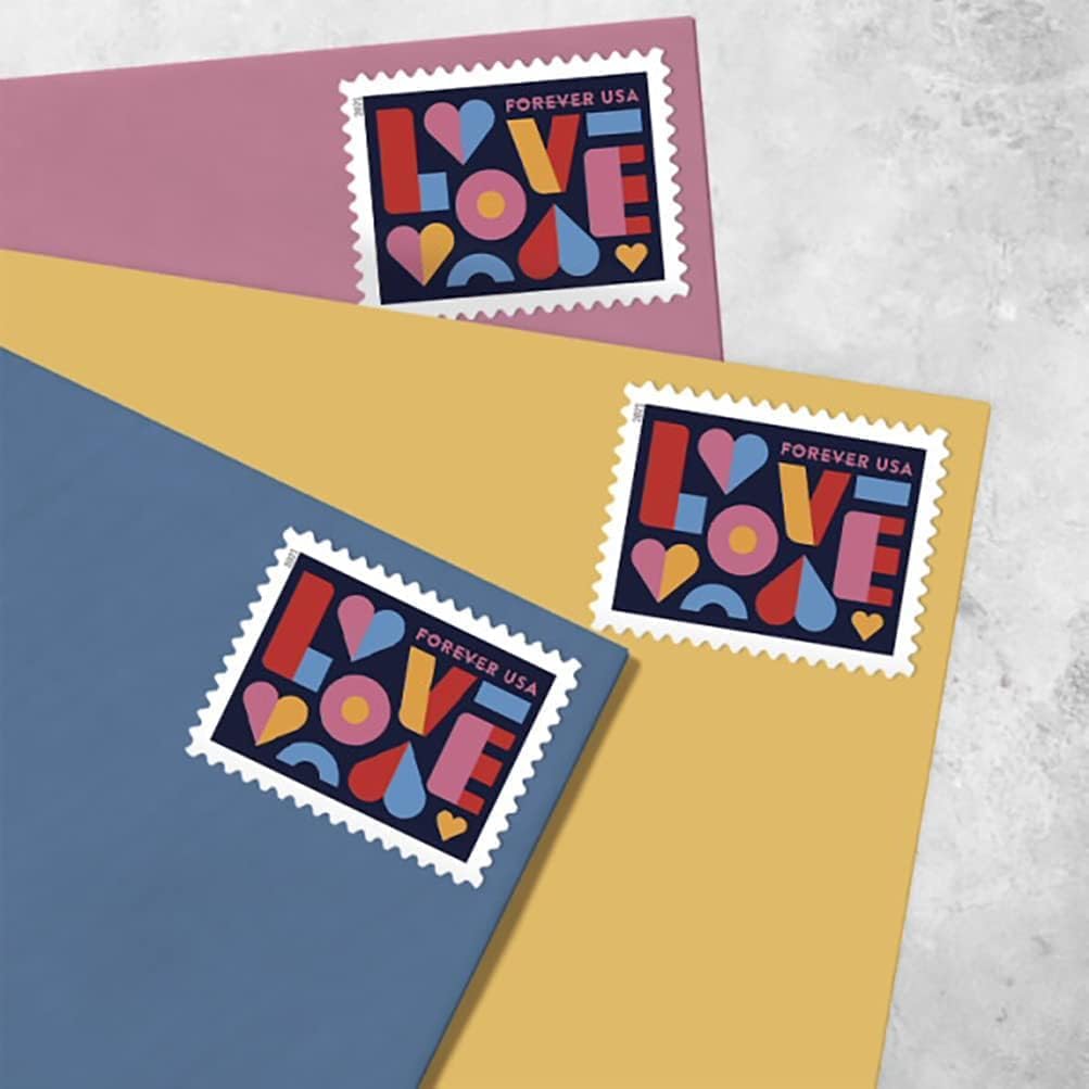 Love 2021 Typography Design Self-Adhesive Label Set for Romantic Notes and Celebrations 100pcs/Pack (20pcs/Booklet)