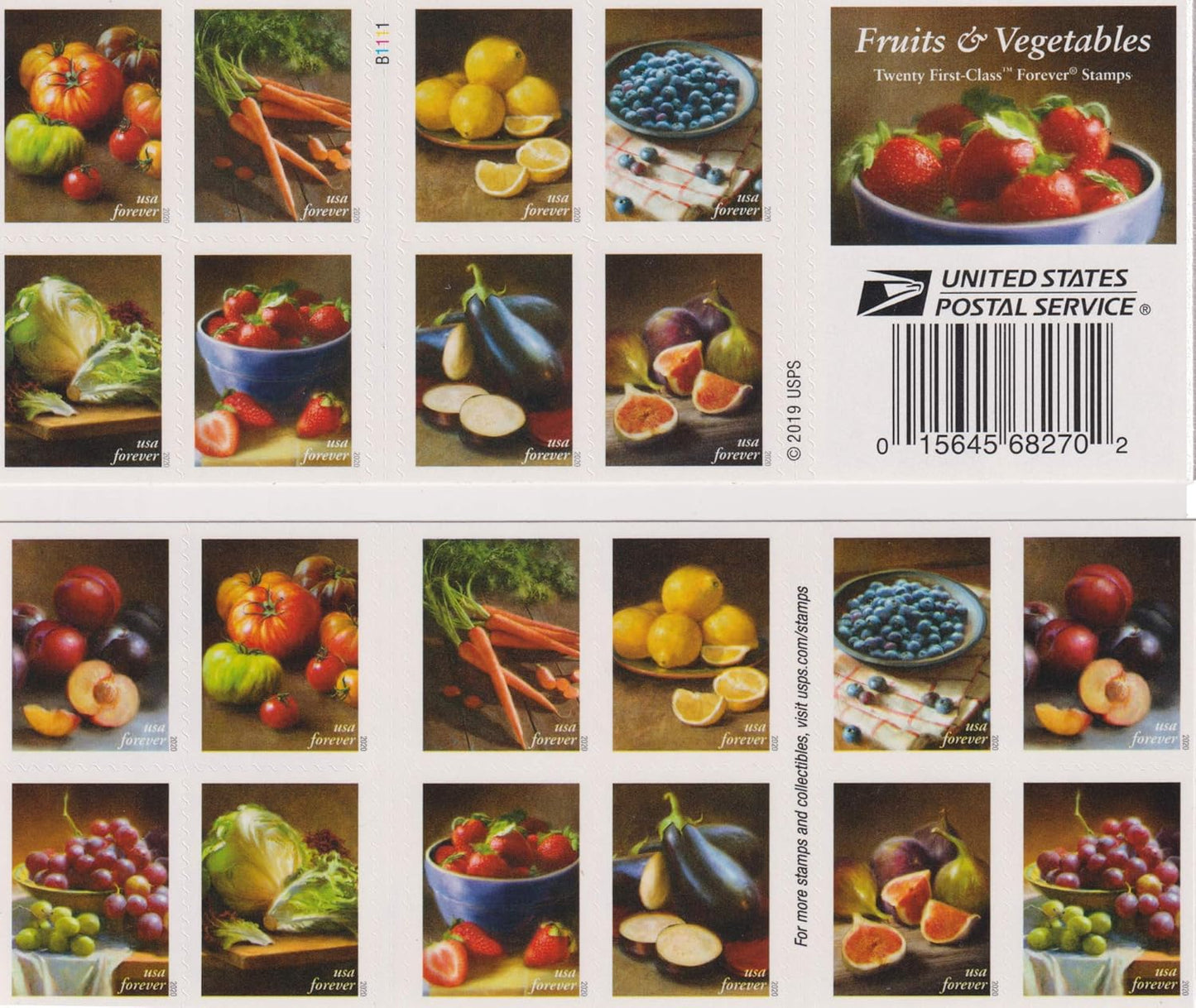 Fruits & Vegetables Forever Collection – Colorful Harvest Designs Featuring Nature’s Bounty 100pcs/Pack (20pcs/Booklet)