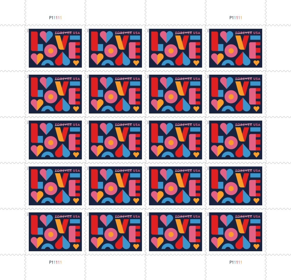 Love 2021 Typography Design Self-Adhesive Label Set for Romantic Notes and Celebrations 100pcs/Pack (20pcs/Booklet)