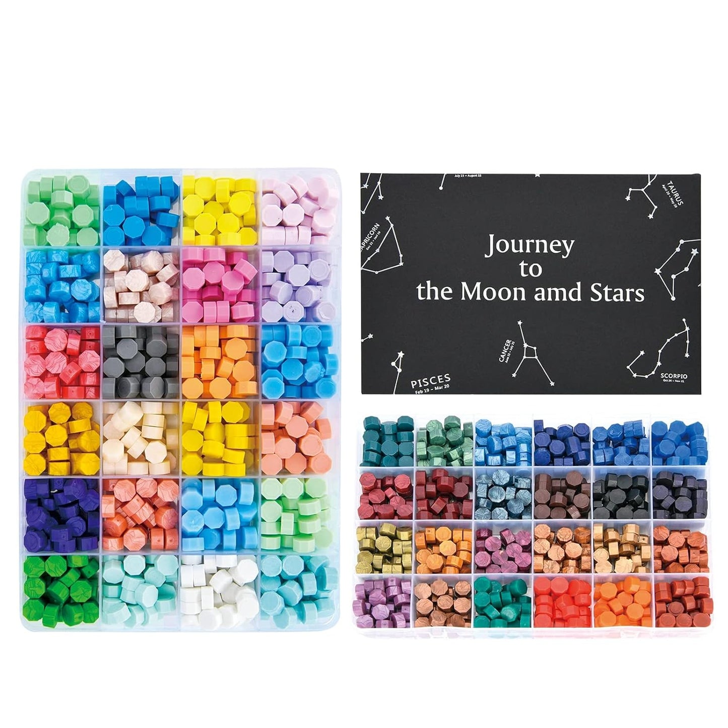 Wax Seal Kit - 624Pc Stamp Kit with 24 Colors, Spoon, 10 Tea Candles, Warmer, Pen