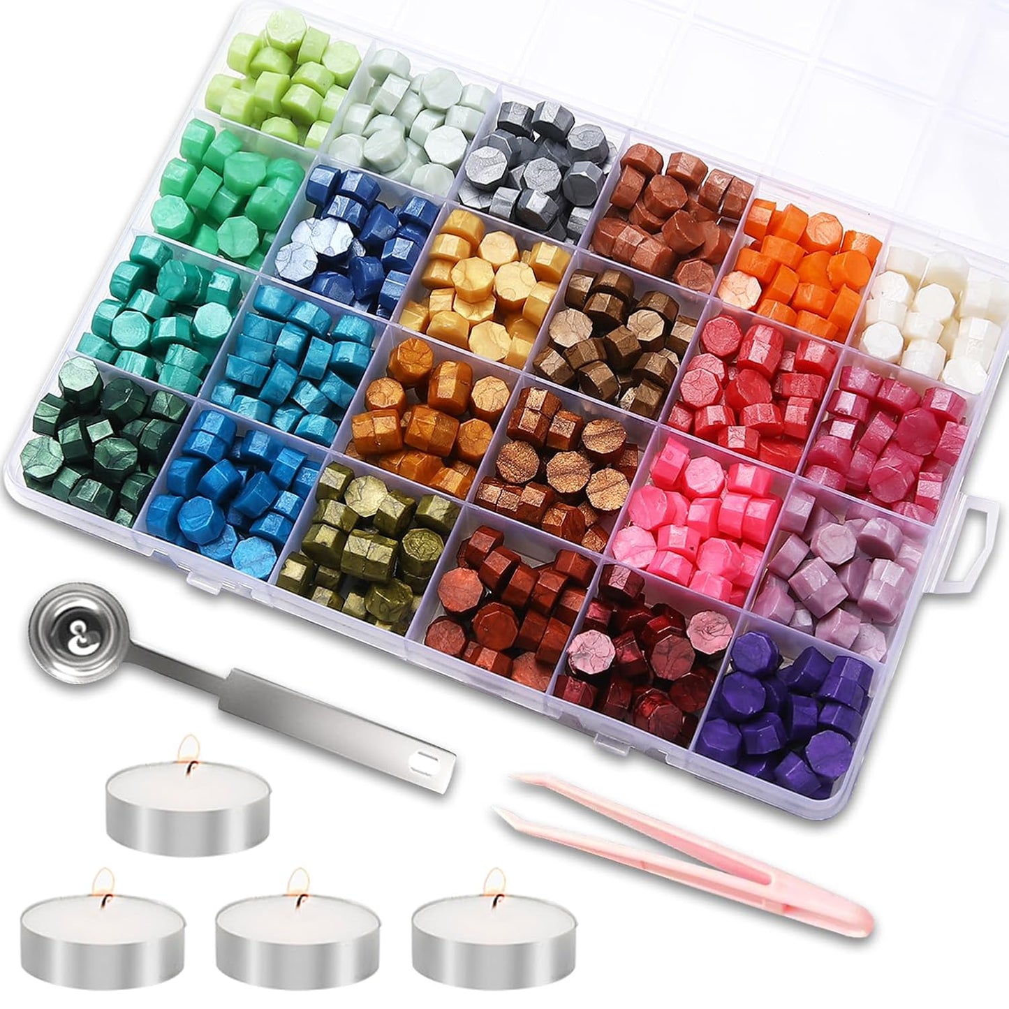 MONVICT 732 Pcs Wax Seal Stamp Kit with Pink Gift Box, Electric Wax Seal Warmer, Sealing Beads, Stamp, Spoon, Pens, Envelopes, Tweezers Gift for Kids Girls Crafter DIY