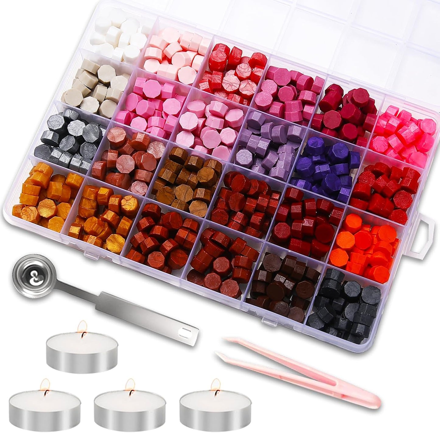 MONVICT 732 Pcs Wax Seal Stamp Kit with Pink Gift Box, Electric Wax Seal Warmer, Sealing Beads, Stamp, Spoon, Pens, Envelopes, Tweezers Gift for Kids Girls Crafter DIY