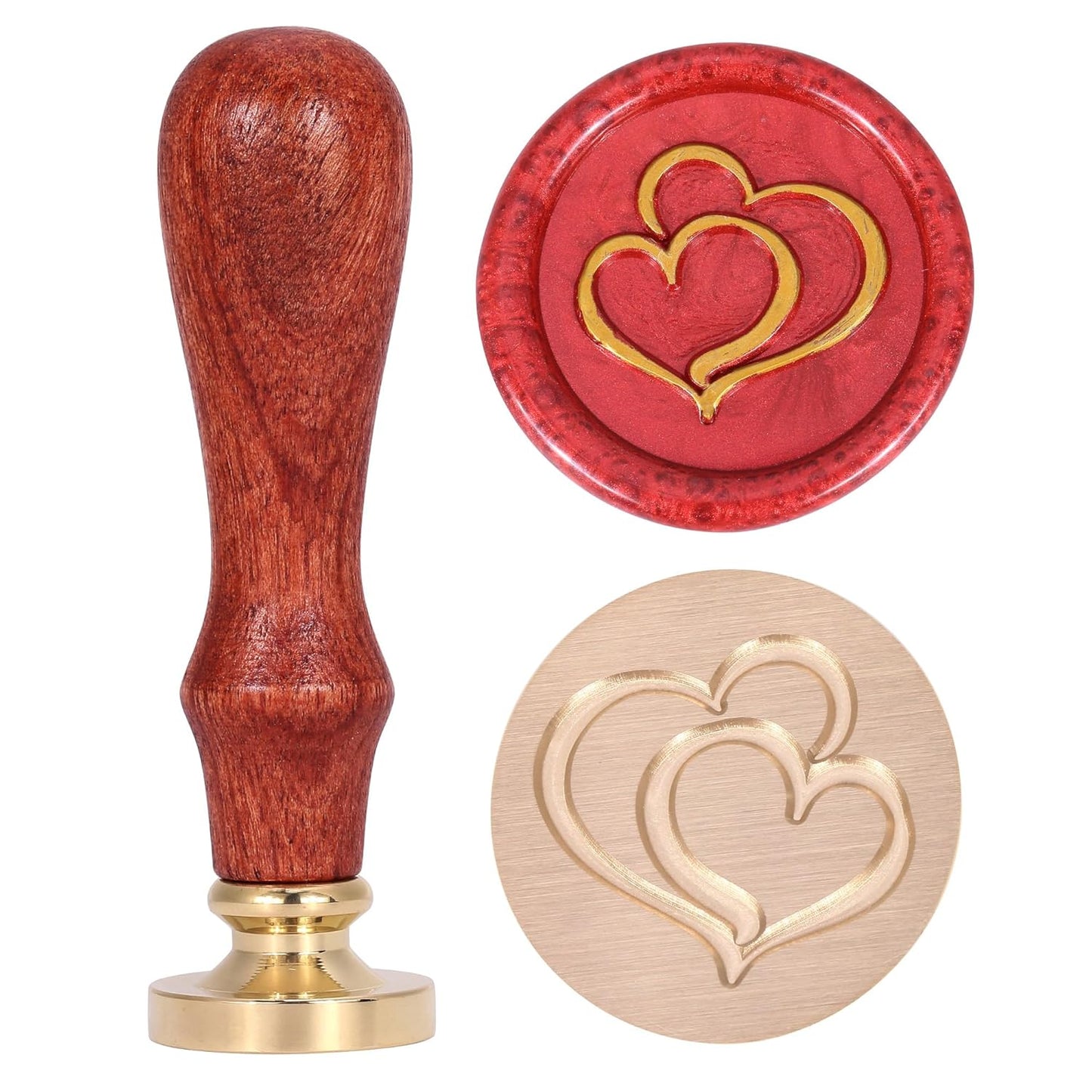 Heart Wax Seal Stamp, Yoption Vintage Brass Head Wooden Handle Sealing Stamp for Wedding Invitations