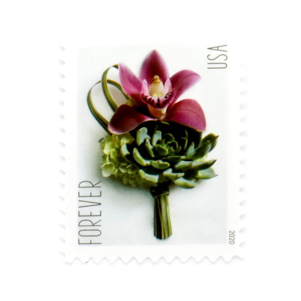 Celebration Boutonniere Floral Design Self-Adhesive Label Collection for Wedding Notes and Gift Use 100pcs/Pack