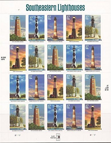 Southeastern Lighthouses Coastal Landmark Label Set – Nautical Scenery for Collectors, Letters, and Decor 100pcs/Pack (20pcs/Booklet)