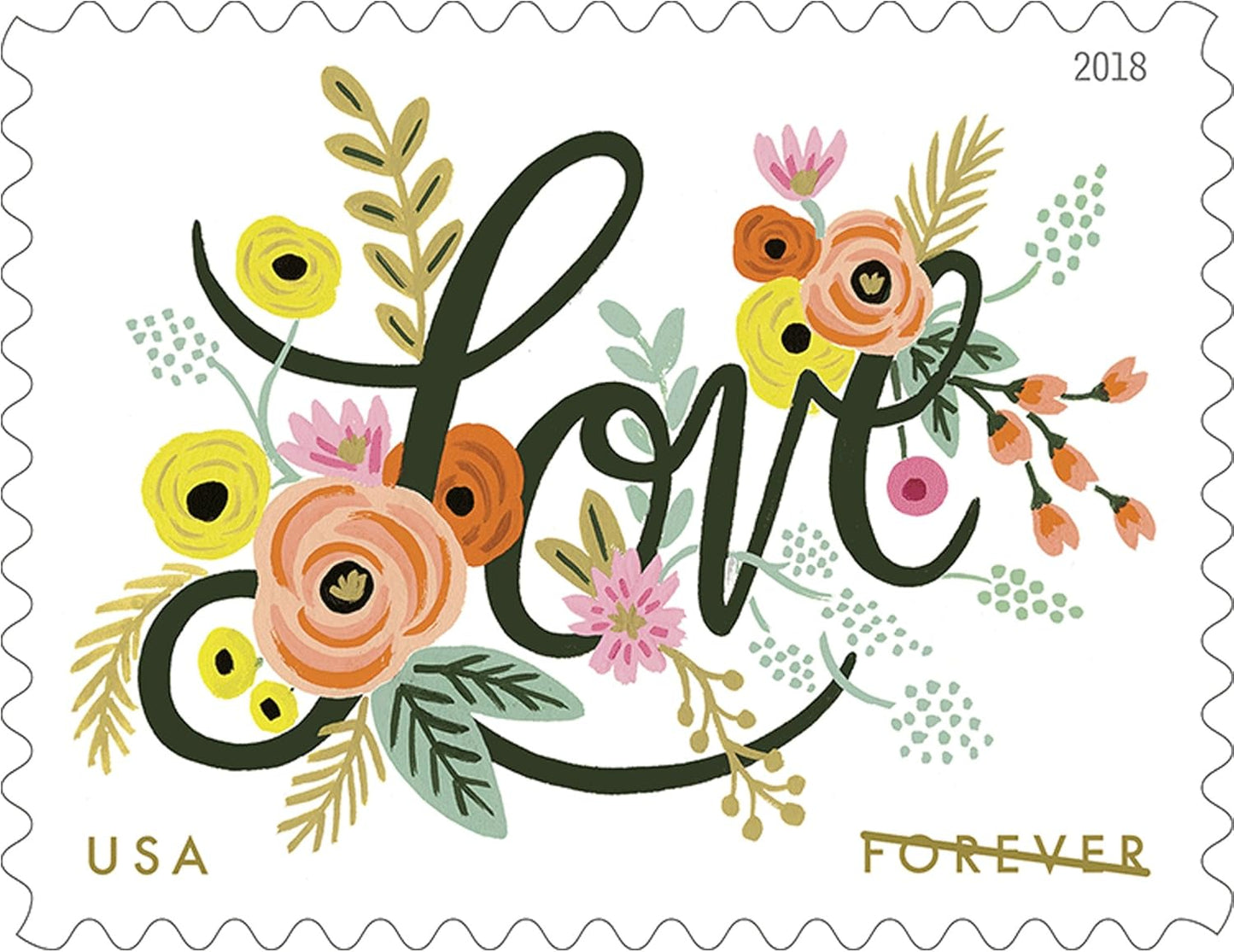 Love Flourishes Romantic Floral Self-Adhesive Label Collection for Weddings and Celebrations 100pcs/Pack (20pcs/Booklet)