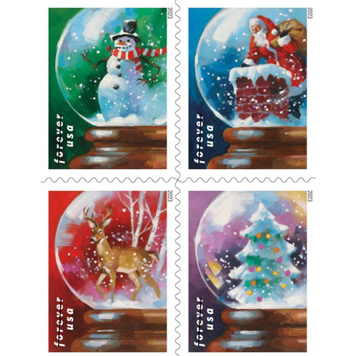 Snow Globe Wonders Collection – Whimsical Winter Scenes for Festive Mailings 100pcs/Pack (20pcs/Booklet)