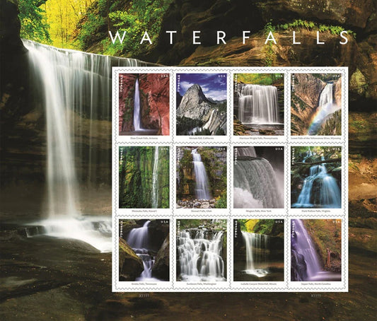 Waterfalls Collection – Sheet of 12 First-Class Forever Designs 60pcs/Pack (12pcs/Booklet)