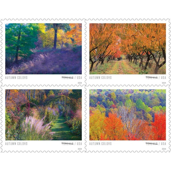 2024 Autumn Colors Imperforate Forever Collection – First-Class Designs 100pcs/Pack (20pcs/Booklet)