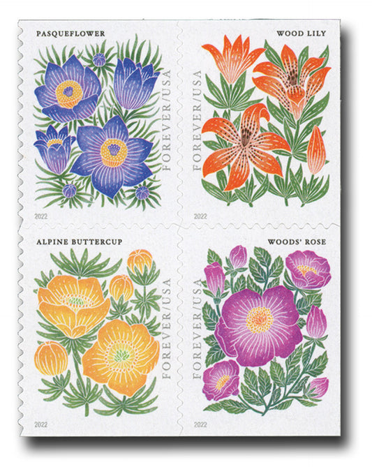 2022 Mountain Flora Wildflower Series Self-Adhesive Floral Labels for Weddings Parties Everyday Use 100pcs/Pack