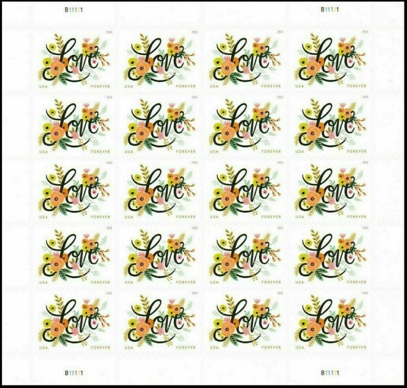 Love Flourishes Romantic Floral Self-Adhesive Label Collection for Weddings and Celebrations 100pcs/Pack (20pcs/Booklet)