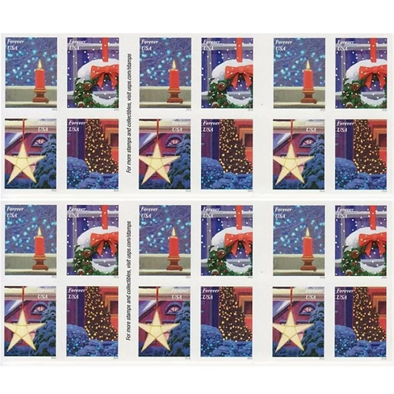Holiday Windows Festive-Themed Self-Adhesive Label Set with Cozy Seasonal Artwork 100pcs/Pack (20pcs/Booklet)