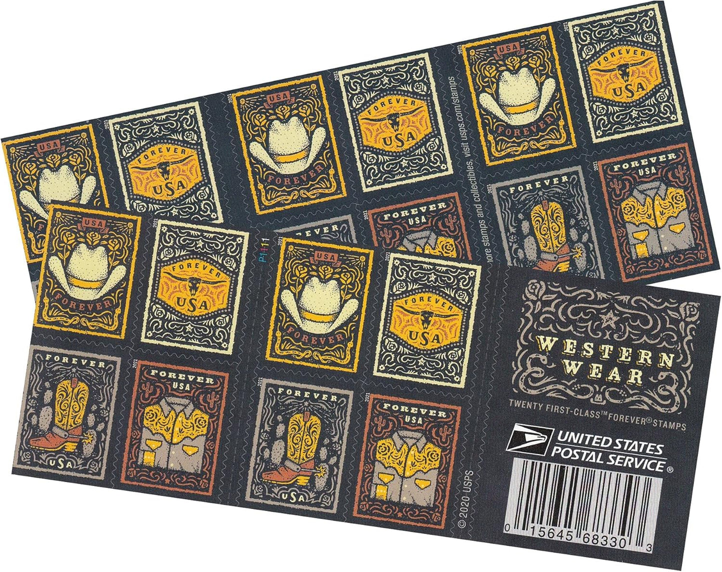 Western Wear Cowboy Style Label Set – Hat, Boots, Belt, Shirt Design for Vintage and Country Themes 100pcs/Pack (20pcs/Booklet)