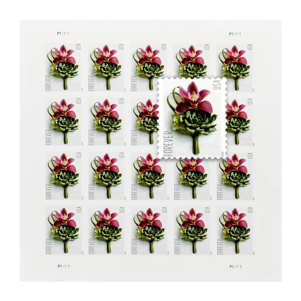 Celebration Boutonniere Floral Design Self-Adhesive Label Collection for Wedding Notes and Gift Use 100pcs/Pack