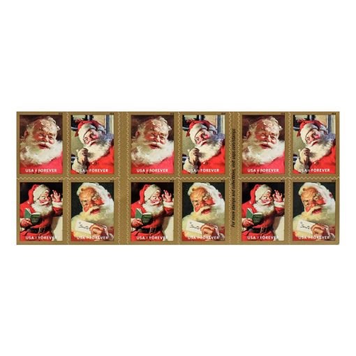 Classic Santa Sparkling Holidays Collection Self-Adhesive Vintage Holiday Labels for Cards, Gifts and Notes 100pcs/pack (20pcs/booklet)