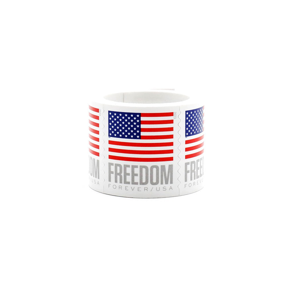 Patriotic Flag 2023 – Roll of 100 Self-Adhesive Labels for Mailing
