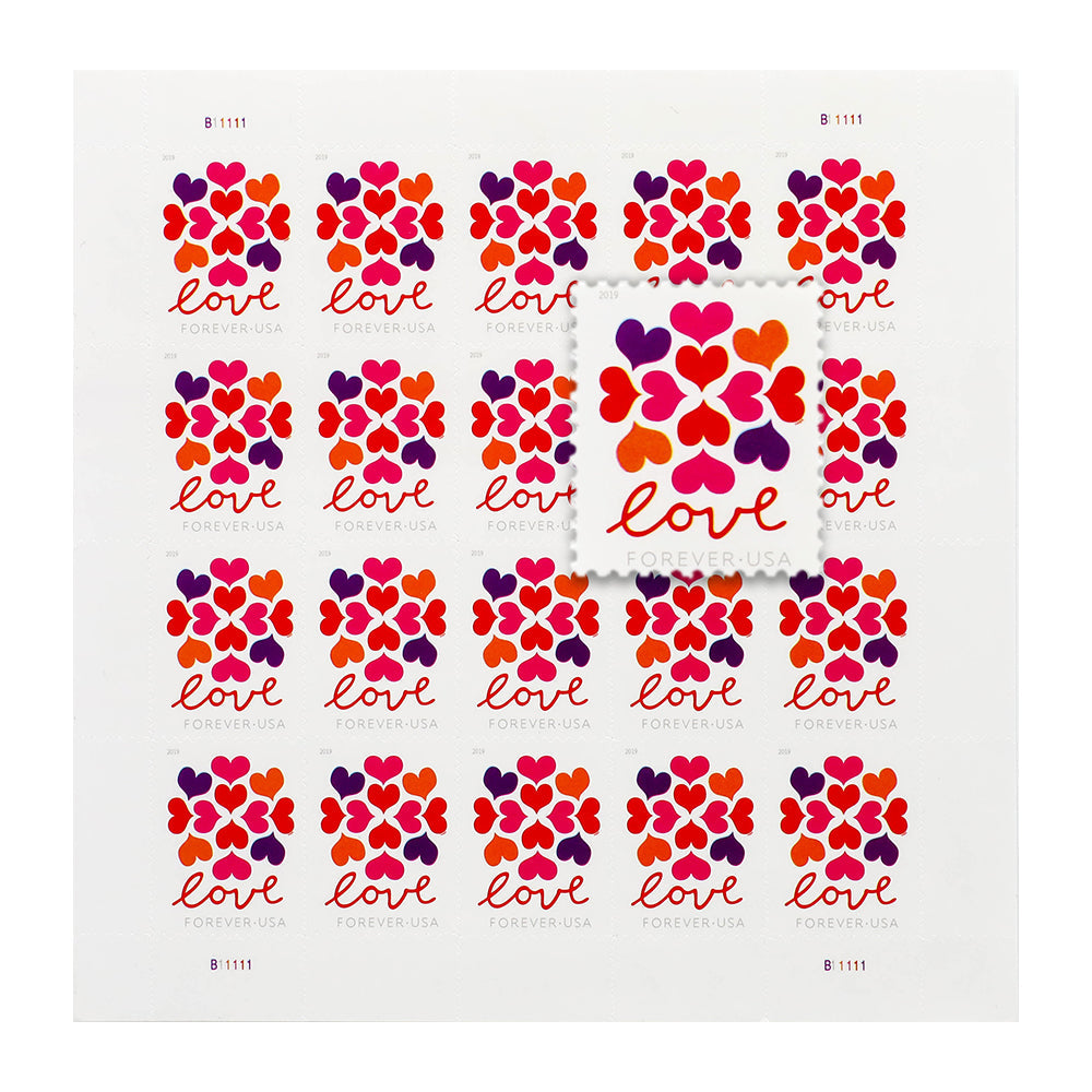 Heart Blossom Floral-Themed Decorative Self-Adhesive Label Set for Wedding and Celebration Use 100pcs/Pack (20pcs/Booklet)