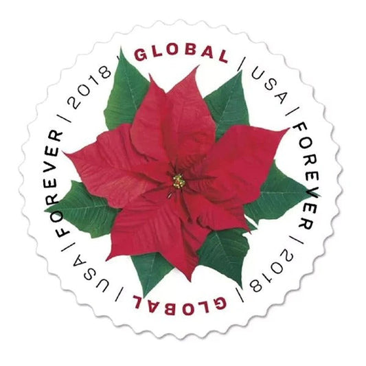 Global Poinsettia Forever Design – Festive Floral Art for Holiday & International Greetings 100pcs/Pack (20pcs/Booklet)
