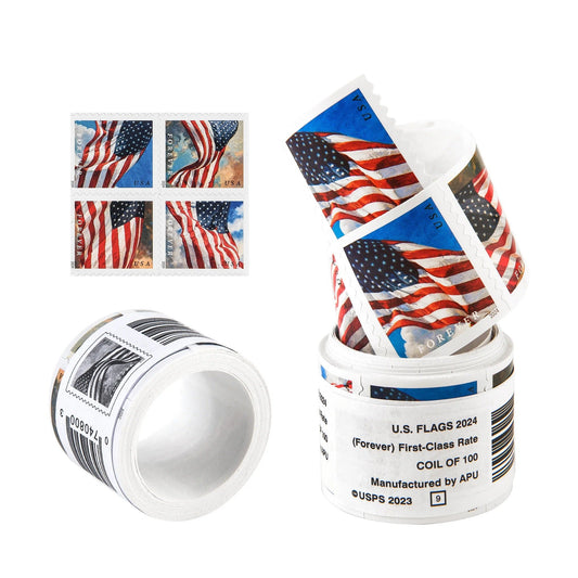2024 U.S. Flag Forever Coil – Roll of 100 Classic Patriotic Designs
