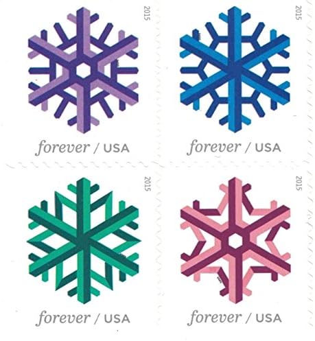 Geometric Snowflakes Winter-Themed Self-Adhesive Label Collection for Holiday & Seasonal Mail 100pcs/Pack (20pcs/Booklet)