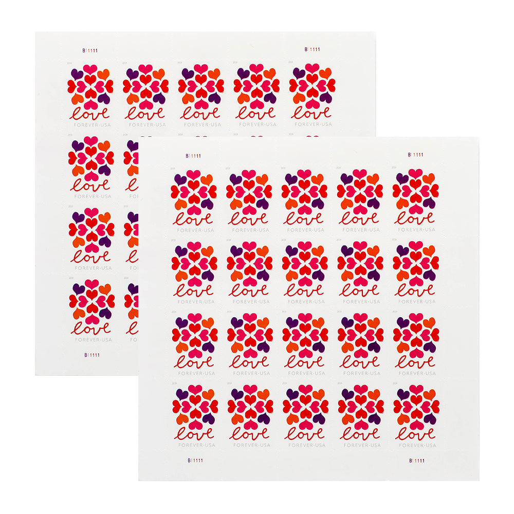 Heart Blossom Floral-Themed Decorative Self-Adhesive Label Set for Wedding and Celebration Use 100pcs/Pack (20pcs/Booklet)