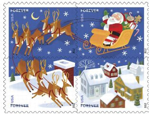 Santa and Sleigh Holiday Collection – Festive Christmas Design for Seasonal Mailings 100pcs/Pack (20pcs/Booklet)