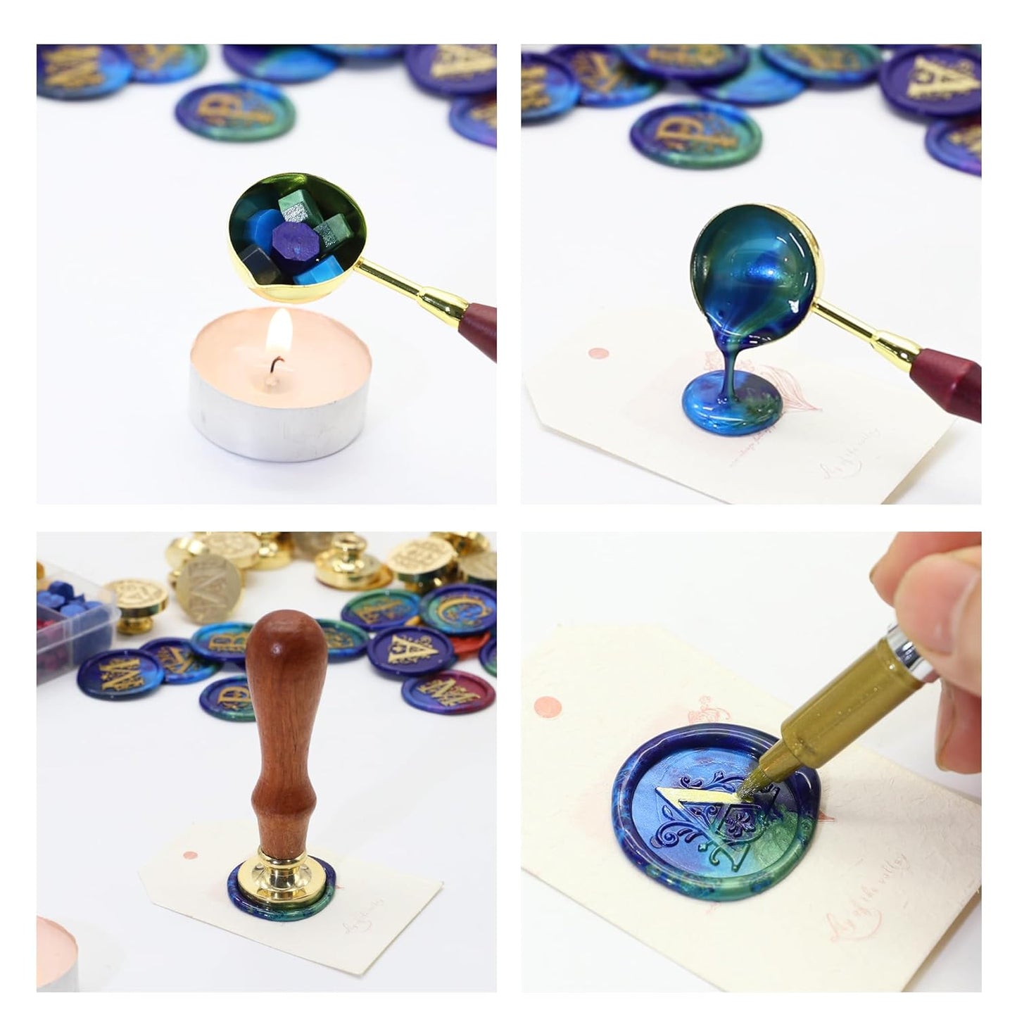 Letter Wax Seal Stamp Kit, SWANGSA 3D Floral Initial Alphabet S Sealing Stamp and 200pcs Sealing Wax Beads Kit for Wedding Invitations Cards Envelopes