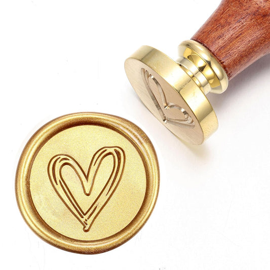 Heart Wax Seal Stamp, Yoption Vintage Brass Head Wooden Handle Sealing Stamp for Wedding Invitations