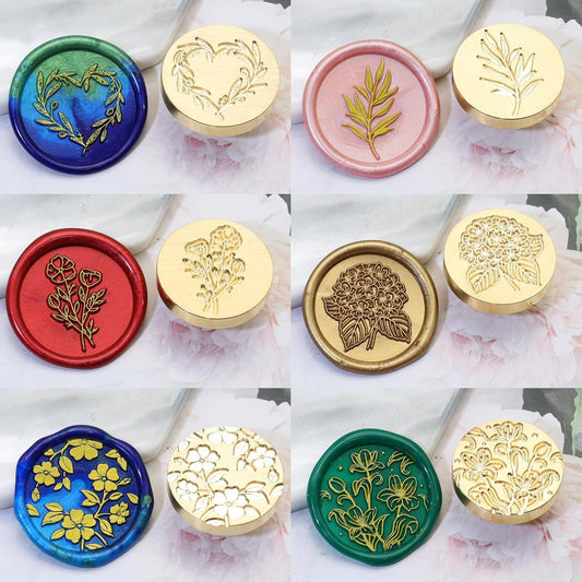 SWANGSA Botanical Flower Wax Seal Stamp Kit with 450pcs Sealing Wax Beads, 2 Pens and Spoon for Wedding, Invitations, Cards, Envelope, Christmas
